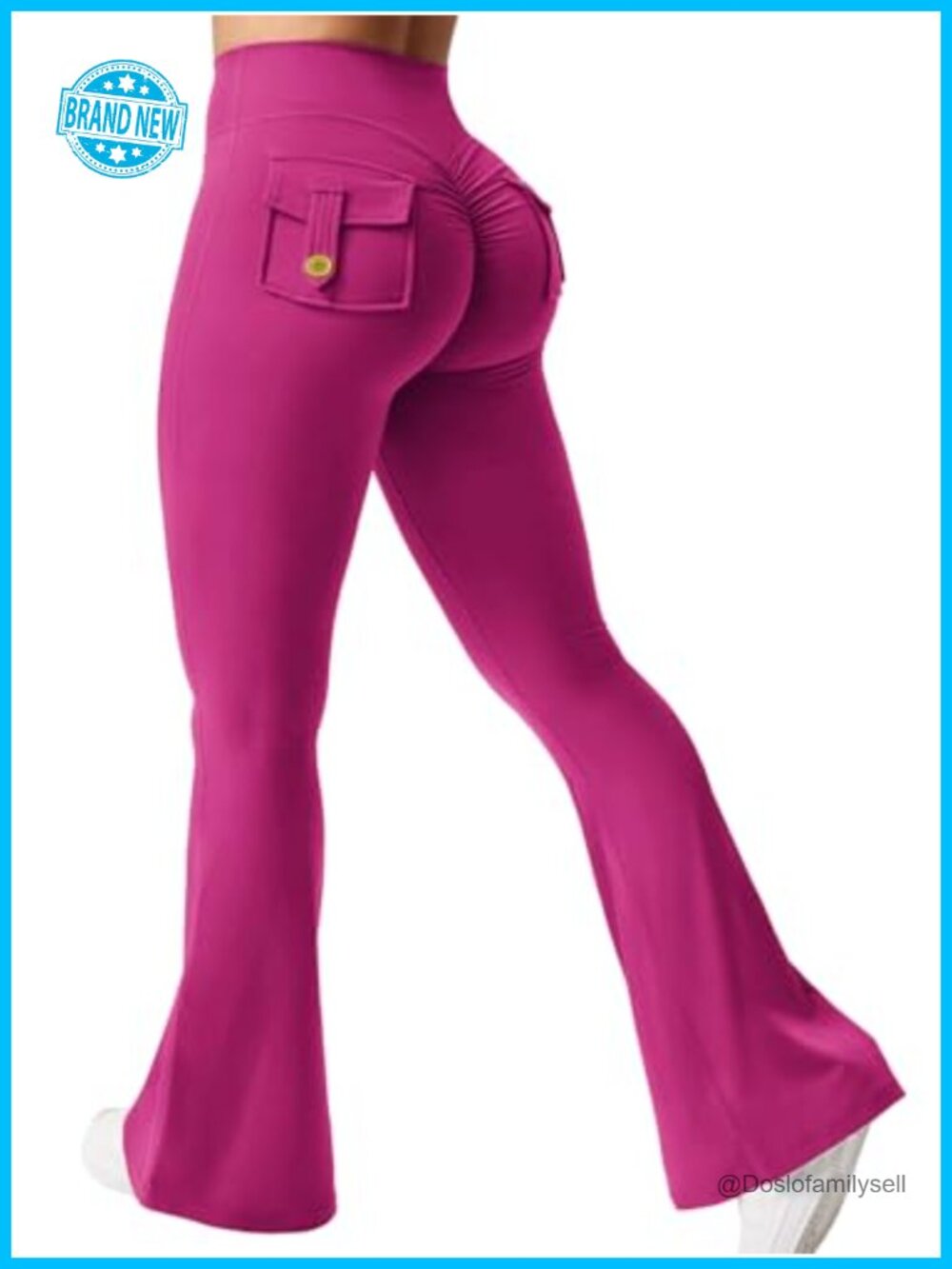 Flare Leggings with Pockets High Waist Butt Lifting Tummy Control Yoga Gym